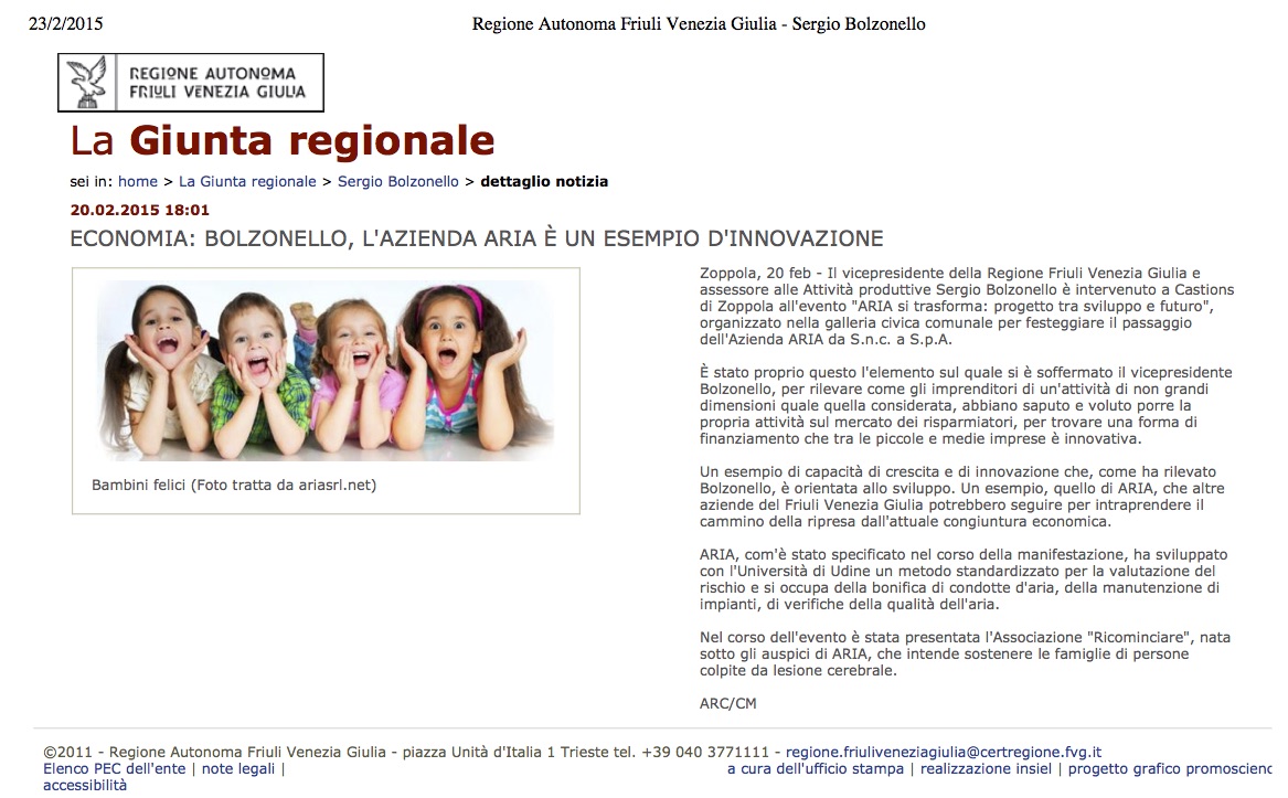 Regione Autonoma Friuli - Sergio Bolzonello